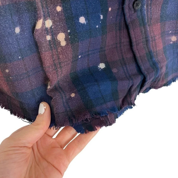 Bart Simpson Reworked Bleached Plaid Flannel Shirt Men Unisex Large Handmade - Picture 6 of 14